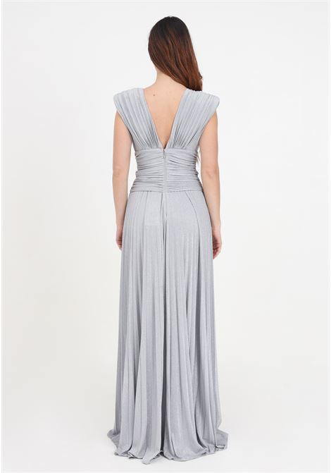 Silver lurex women's dress with slits ELISABETTA FRANCHI | AB56341E2900